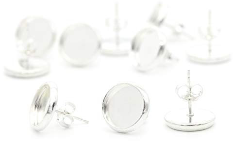 NaturSchatulle Ohrstecker mit Fassung 8-14mm Rohlinge 5 Paar Sterling Silber Butterfly Verschluss I Ohrringe Basteln DIY Schmuckherstellung (14mm)