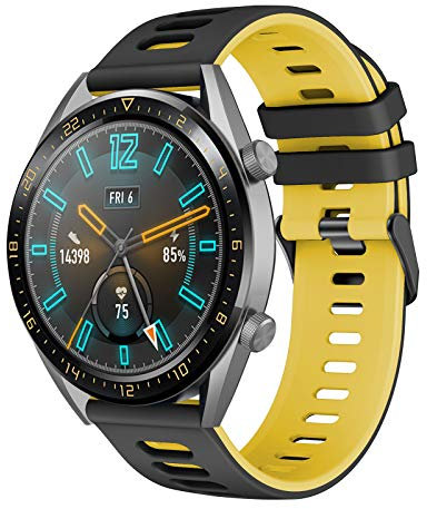 Armband Kompatibel mit Huawei Watch GT5 46mm/GT4/GT3/GT2/GT, 22mm Ersatzarm Silikon Sport Armband für Huawei Watch GT Active/GT2 Pro/Honor Watch Magic/Galaxy Watch 46mm/3 45mm/Gear S3