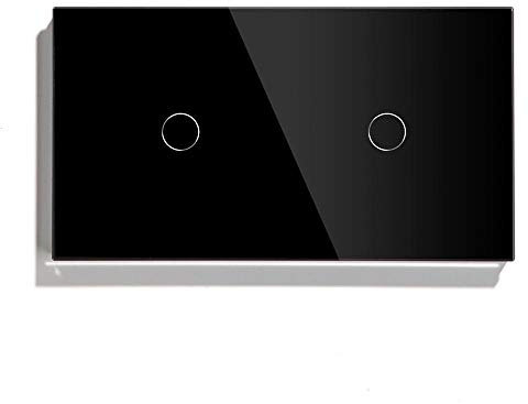 2 Gang 1 Way Wall Touch SURSUMENT 157MM Commutateur Lumineux Blanc Noir Panneau de Classe de Cristal doré 3 Couleurs Switch Switch Interrupteur sans Fil (Color : Black, Standard : 1)