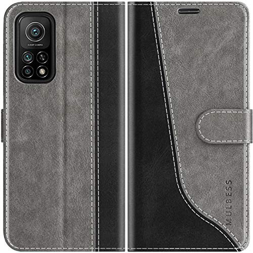 Mulbess Custodia per Xiaomi Mi 10T / Mi 10T PRO, Cover Cellulare, Tasca Slot Carta, Supporto Stand, Magnetica Chiusura, Elegante Grigio