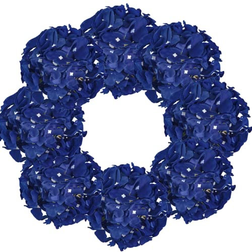 PaoriPets Hortensien-Seidenblumenköpfe mit Stielen, künstliche Hortensien für Hochzeit, Zuhause, Party, Babyparty, Dekoration, Königsblau, 10 Stück