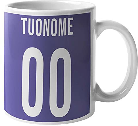 CHEMAGLIETTE! Tazza personalizzata Divertente Idea Regalo Mug Simpatica Con Stampa Nome e Numero Squadra del cuore Tifosi Viola