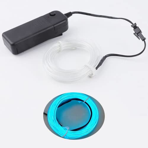 CAM2 5m Neonlichter Batteriebetriebener Draht Hohe Helligkeit Elektrolumineszenz Multi Farben EL Draht für Weihnachtsfeier Indoor Ourdoor Dekoration Hochzeit Pub (Eisblau)