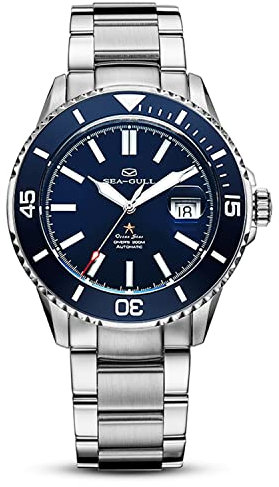 SEA-Gull Herren-Armbanduhr, automatische Taucheruhren, 200 m, wasserdicht, Ozean Series, Business-Mode-Uhr für Herren, blau, Armband