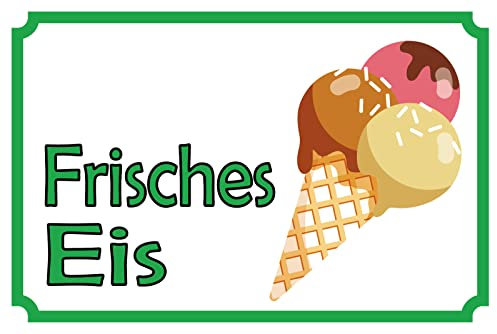 Blechschild 20x30cm Frisches EIS Waffel Schoko Vanillie Erdbeere Sommer Eisdiele Gelateria Tafel