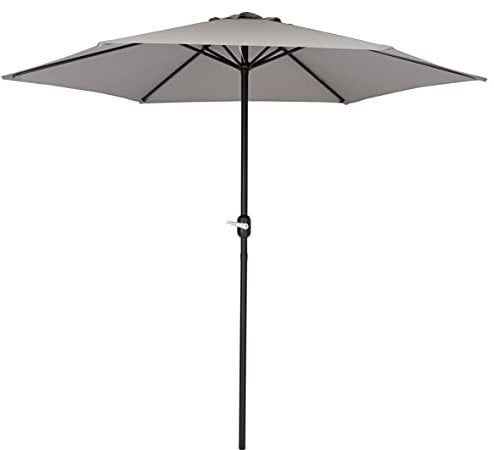Baroni Home Ombrellone Dritto da Giardino, Ombrellone Parasole per Terrazzo e Balcone con Chiusura a Manovella, Parasole Regolabile per Giardino, Grigio, Ø2,70 x 2,36 metri