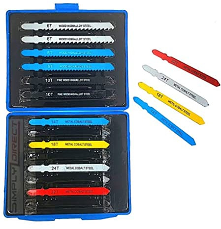 14pc T Fit Jigsaw Blade Set - T Fitting Metal Plastic Wood Blades PVC, Plastic, Aluminum, Sheet 6T, 8T, 10T, 14T, 18T, 24T, 32T (T - FIT)