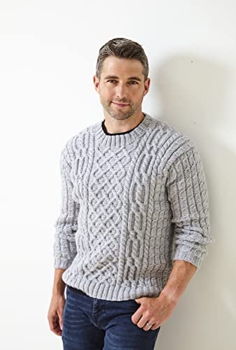 King Cole 5951 Knitting Pattern Mens Round Neck Cable Sweaters in Fashion Aran