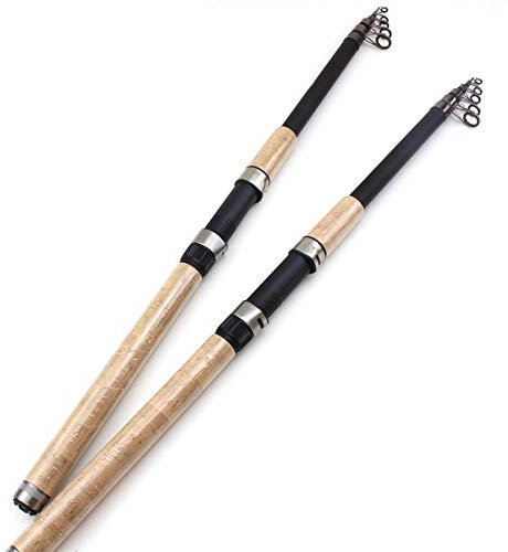 CEFPOD Angelrute, Teleskop Spinnrute 2.1M-4.5M Carbon, Holzgriff, 30-150g, für Erwachsene, Sea Rock Angeln