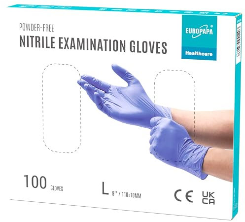 EUROPAPA® 100x Nitrilhandschuhe Lila Box Einweghandschuhe Einmalhandschuhe Untersuchungshandschuhe Nitril Handschuhe puderfrei ohne Latex unsteril latexfrei disposible gloves