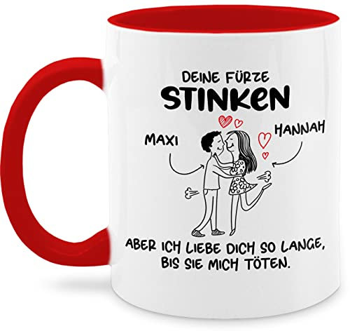 Tasse Tassen 325ml - Partner Freund & Freundin - Deine Fürze stinken I Paar Geschenke Pärchen Valentinstag - 325 ml - Rot - tee partnertassen liebeserklärung furz kaffeetasse personalisierte