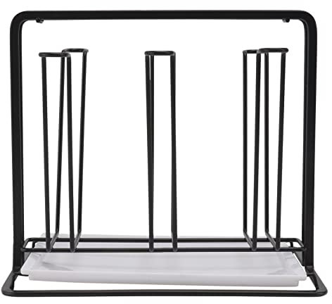 2 soportes for secado de café y organizador de barra de vino rústico, tazas de drenaje, estante for botellas, vasos, vasos de cerveza, taza de vidrio for el hogar, negro, escurridor vintage, soporte f