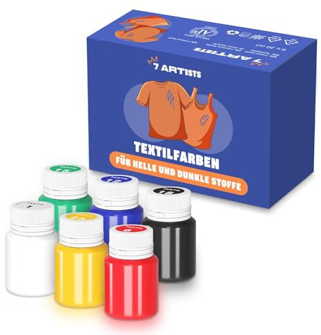 7 Artists Pintura Textil 6x20 ml Pintura para Tela | Pintura Textil Permanente y Lavable | Pintura para Tela Permanente y Lavable | Pintura para Ropa