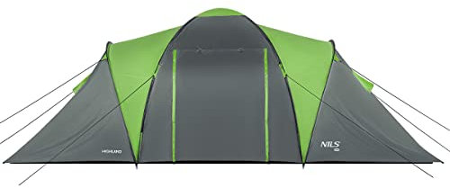 Nils Kuppelzelt 6 Personen Zelt Campingzelt Familienzelt Wasserdicht Wassersäule 4000mm Kabinenzelt (Grau-Grün)