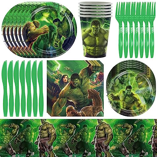 LGQHCE HU-LK Decorazioni Compleanni Avenge-rs Stoviglie per Feste Festa a Tema Decorazioni Compleanni Stoviglie Kit Piatti Tazze Tovaglioli Forniture per Feste 71pcs