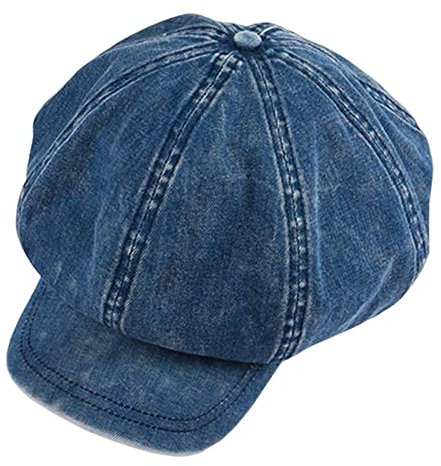Baoblaze Ballonmütze aus Denim, Baumwolle, Baskenmütze, Schiebermützen, Blau