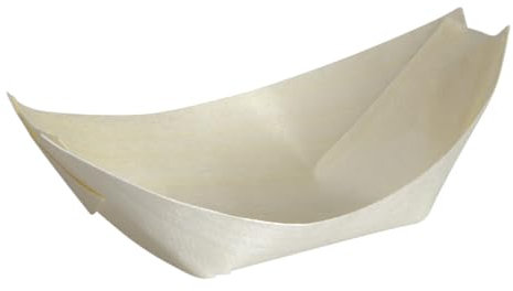 ABENA Gastro Disposable Bowls, Wooden Bamboo Boats | 100 Pack | 11.5cm x 7cm x 3cm | Bamboo Boats for Canapes and Small Desserts. Biodegradable and Compostable Eco-Labelled Option