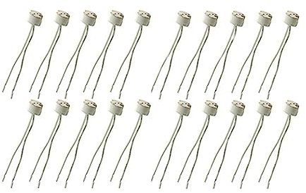 MR16 GU5.3 LED-Lampenfassung,GU5.3 Fassung mit 12V Kabel - MR16 Bauform - 0,5mm² Kabeldurchmesser - Keramik Sockel - GU 5.3 Fassungen Set Halogen und LED Leuchtmittel (20-Stück)