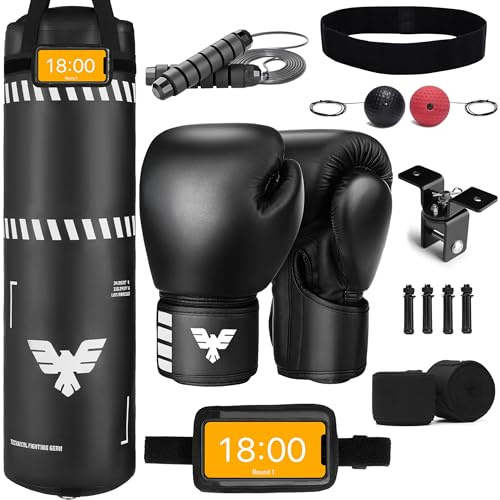Elite Sports Boxsack-Set für Erwachsene, Fitness, Kampfkunst, 1,2 m, strapazierfähiges Leder, mit Boxset
