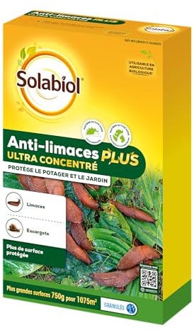 SOLABIOL Anti-Limaces & Escargots Ultra Concentrés - 750g - Résistant À La Pluie - Grande Surface de Traitement SOLIMAPLUS750