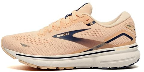 Brooks Women's Ghost 15 Sneaker, Apricot/Estate Blue/White, 6.5 UK