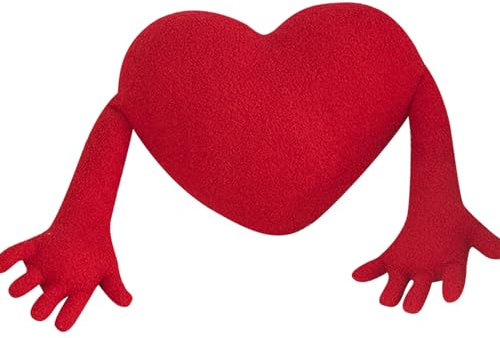 Xistuoz Herzförmiges Plüschkissen mit Armen, Herzkissen, süßes Plüsch-Herz, Geschenk für einen geliebten Menschen, Valentinstag, 50 x 40 cm