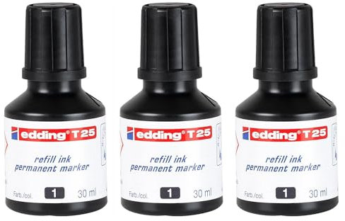 EDDING 3 x Nachfülltinte 30 ml T25 Tropfen für Permanentmarker schwarz