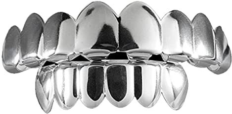 susiodeu Haut Bas Fausses Dents Halloween grilles Cadeaux cuivre plaqué Or dent Accessoires de fête noël Cosplay Costumes, Argent, Régler