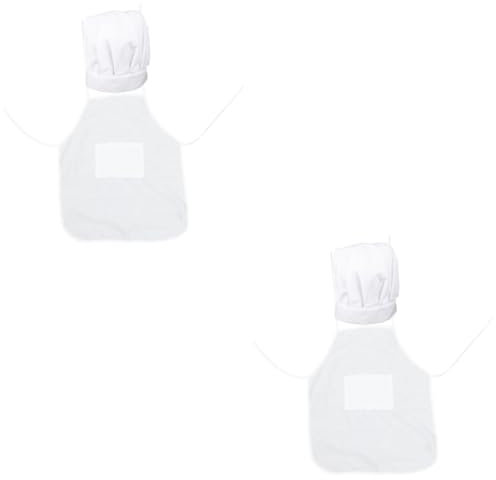 Alipis 2 Set Tuta Per Bambini Cappello Da Cuoco Per Bambini Cappello Da Cucina Per Bambini Cappello Da Panettiere Tocco Dello Chef Costumi Cosplay Bambino Giocattolo Ragazzo Cotone Bianca