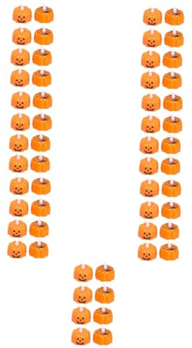 Angoily 56 Stk Kürbislaterne Halloween-Kürbislicht LED-Teelichter halloween kinder geschenke halloween kürbis licht leuchtende Nachtlichter Halloween-Kerzenlampe Mini Spinnennetz schmücken