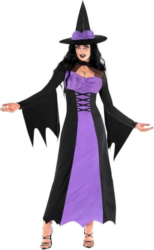 Morph Costume Strega Donna Viola - Abito Halloween per Donna, Vestito Strega per Feste, Compleanni e Party di Halloween, L