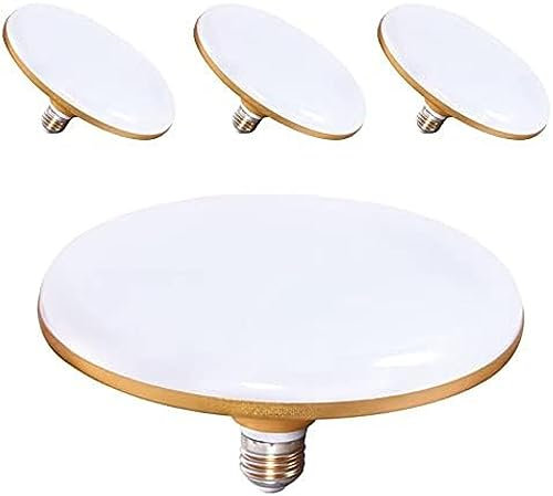 4er-Pack UFO-LED-Lampen, 30 W, 3000 lm, 6500 K, Kaltlicht, E27, Energiesparlampe, Flache Hochleistungs-LED-Hochregallampe, vollständig versiegelte, wasserdichte Glühbirnen für Wohnzimmer, S