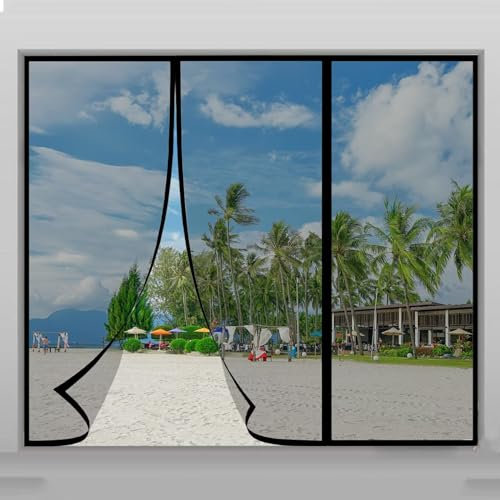 Magnetisches Moskitonetz für Tür – Nylon, magnetisch, Moskitonetz, Tür und Fenster 210x210cm sehr magnetisch, Mückenschutzvorhang für Eingang, Balkon, Außenbereich Schwarz