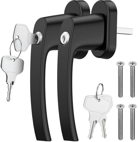 GETLITOOL 2X Manilla de Ventana Manijas para Ventanas de Aluminio Cerradura de Ventana oscilobatiente Manijas de Puerta de Balcón Forma Simple de Moda Blanca para Seguridad Infantil Antirrobo Negro