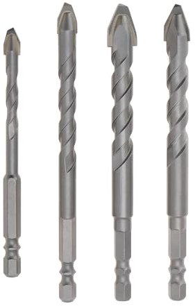 ECSiNG 4 Pièces Forets Hélicoïdaux Excentriques 6/8/10/12mm Ensembles de Forets Diamètre de Tige 6.3mm pour Carrelage Brique Plastique Ciment Bois Verre Foret en Carbure de Tungstène
