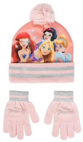 CERDÁ LIFE'S LITTLE MOMENTS Diseño Divertido y Único-Gorro y Guantes Princess Conjunto de 2 Piezas, Multicolor, One Size para Niños