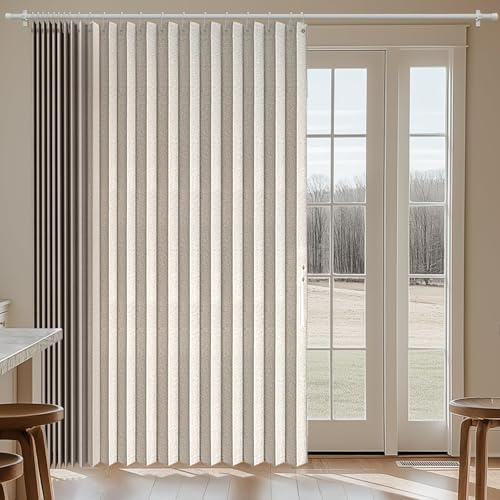 Jilron 100% Blackout Curtains Patio Door Curtain Accordion Door Sliding Door Curtains Extra Wide Blackout Curtains Used for Room Divider(Off-White 98 W x 84 L)