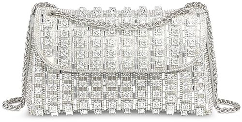 DEEVORCA Damen Umhängetasche Bußgeld Schultertasche Damen Kette Umhängetasche Flip Cover Design Verabredungen Messenger Tasche Damen Kuriertasche Crossbody Tasche Wasserdicht PU Leder Silber