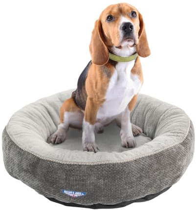 Wallace & Jones | Hundebett Hundebett Balmoral - rundes Haustierbett, Kratzfest, kuschelig- Grau | M | 65 x 65 x 20 cm