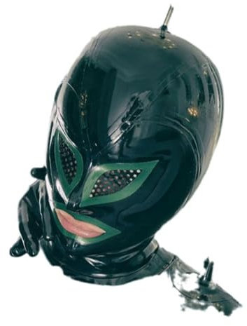 WBAODAN Gummi-Maske mit Reißverschluss, geeignet für Rollenspiel-Kostüme, Erwachsenenmaske, Latexmaske mit Atemöffnung (Größe: XXL - 73 cm)