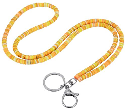 LEGENTLISUR Perlen Lanyard mit ID Kartenhalter Lanyards für Frauen Lanyard mit ID Kartenhalter Lanyard mit ID Kartenhalter Set Niedlich Abzeichen für Lehrer Damen Geschenk (Orange)