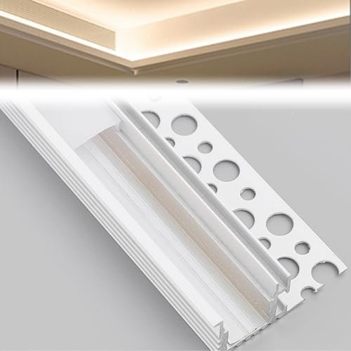 Corniche LED Plafond Moulure Couronnée Pour Éclairage Indirect Au Plafond, Profilé De Canal LED Sur Rail En Aluminium, Garniture De Plinthe En Plâtre Avec Diffuseur À Bande, Profil Bas(1 m/3.3 ft)