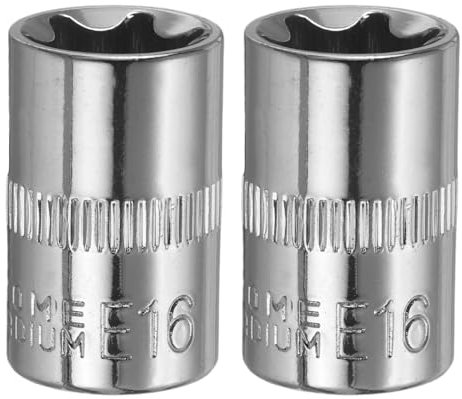 sourcing map Lot de 2 douilles E-Torx 3/8 E16 - Douille profonde Torx externe CR-V 6 points - Douille femelle pour réparation automobile, entretien domestique, bricolage, fabrication artisanale -