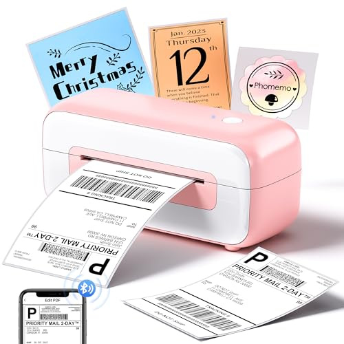 Phomemo 246BT Thermal Label Printer 4x6,Shipping Label Printer Bluetooth,4x6 Postage Thermal Printers for Address,Package,Logo,Compatible with Ebay,Etsy,Amazon,Shopify,etc (Pink)