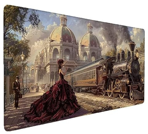 Tapis de Souris Rétro, Former Tapis de Souris Gamer XXL 1500x800x3mm Étanche Antidérapante Mouse Pad avec Coutures sur Les Bords - sous Main Bureau - Accessoire Bureau, pour Gamer, PC, Portable O-1