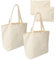 Btzthm 4 Stück DIY Blanko Stoffbeutel Baumwollbeutel, 2 Stück Große Einkaufstaschen 45 x 35 x 10 cm, 2 Stück Kosmetiktaschen mit Reißverschluss, Unbedruckt für Shopping Reise Alltag, Beige