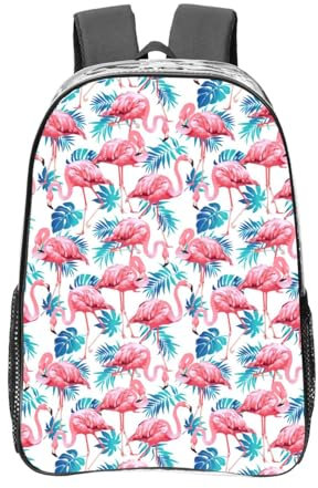 ZTPOWQA Rucksack mit Flamingo-Motiv, leicht, transparent, groß, für Schule, Arbeit, Schule, Arbeit, Studenten, Grün