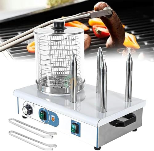 MYUYEE Hot Dog Warmer Machines - with 2 Grilling Tongs - Sausage Grill Cooker with 2/4 Heating Rod - Electric Food Steamers for Food Trucks,