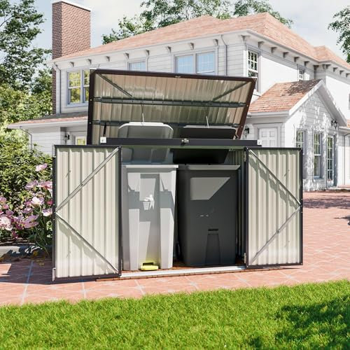Aoxun 6x3ft Metal Garden Shed Outdoor, Waterproof Openable Front & Top Doors, Outdoor Galvanized Tool Storage Shed, Sheds and Outdoor Storage for Patio Backyard Garage Lawn, Black