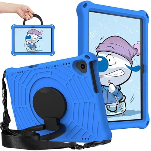 Funda para tablet Lenovo Tab P10 de 10.1 pulgadas TB-X705F, protección completa a prueba de golpes, ligera, EVA, soporte giratorio de 360°, con correa para el hombro, color azul